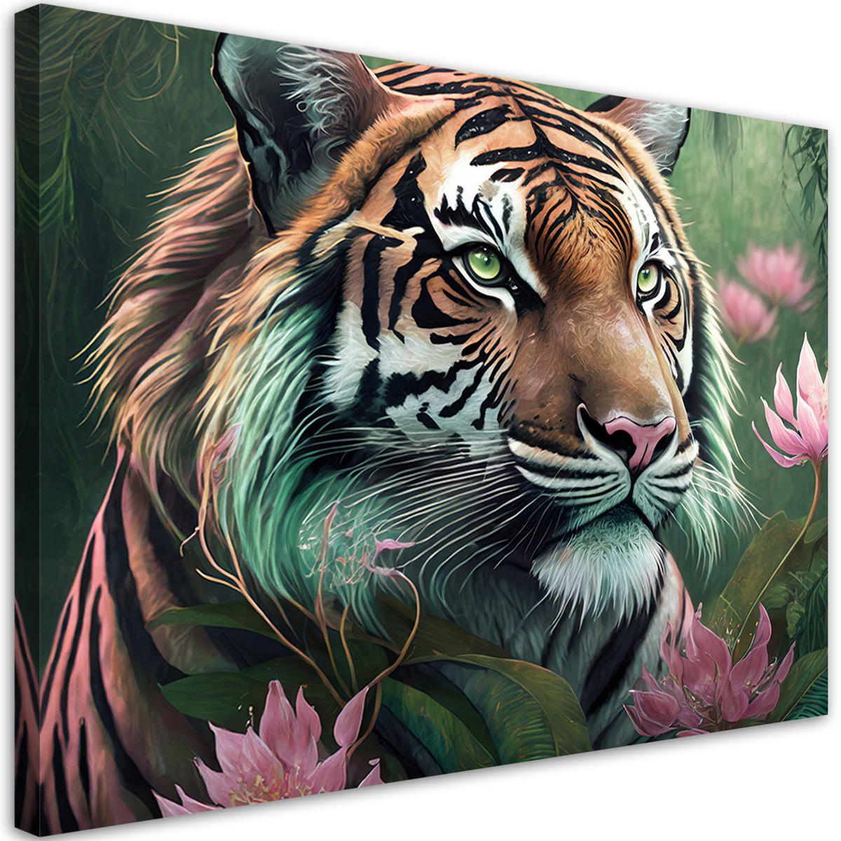 WANDBILD tiger tropische tiere - Pink, Textil (60/40cm) - Feeby