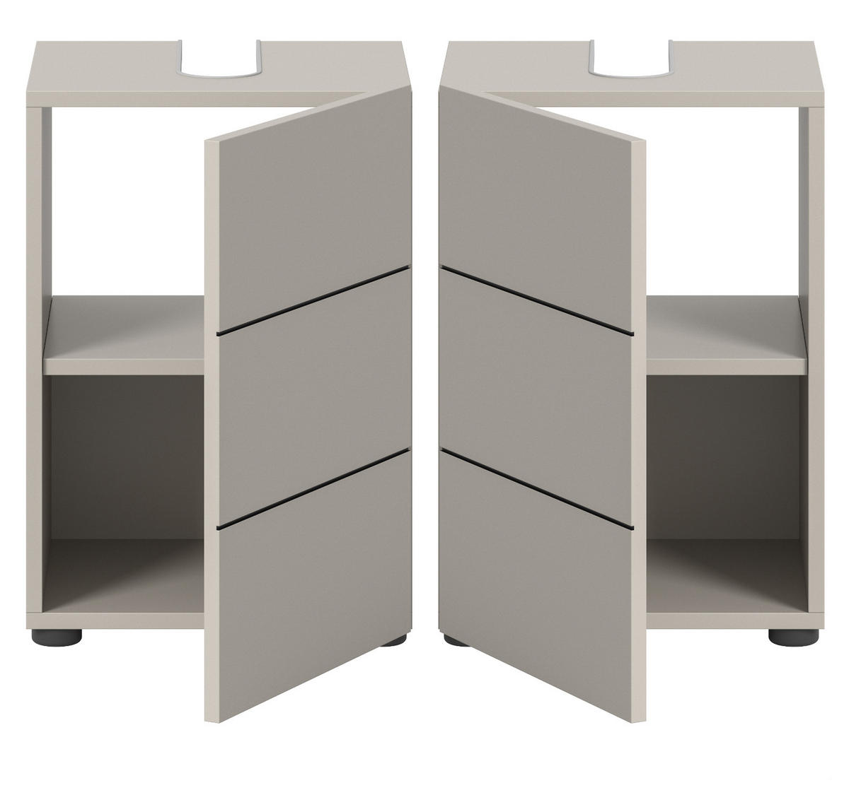 WASCHBECKENUNTERSCHRANK Kaschmir, Badezimmer Unterschrank 38 x 56 cm - Kaschmir/Schwarz, Holzwerkstoff/Kunststoff (38/56/34cm) - Inn.Furn