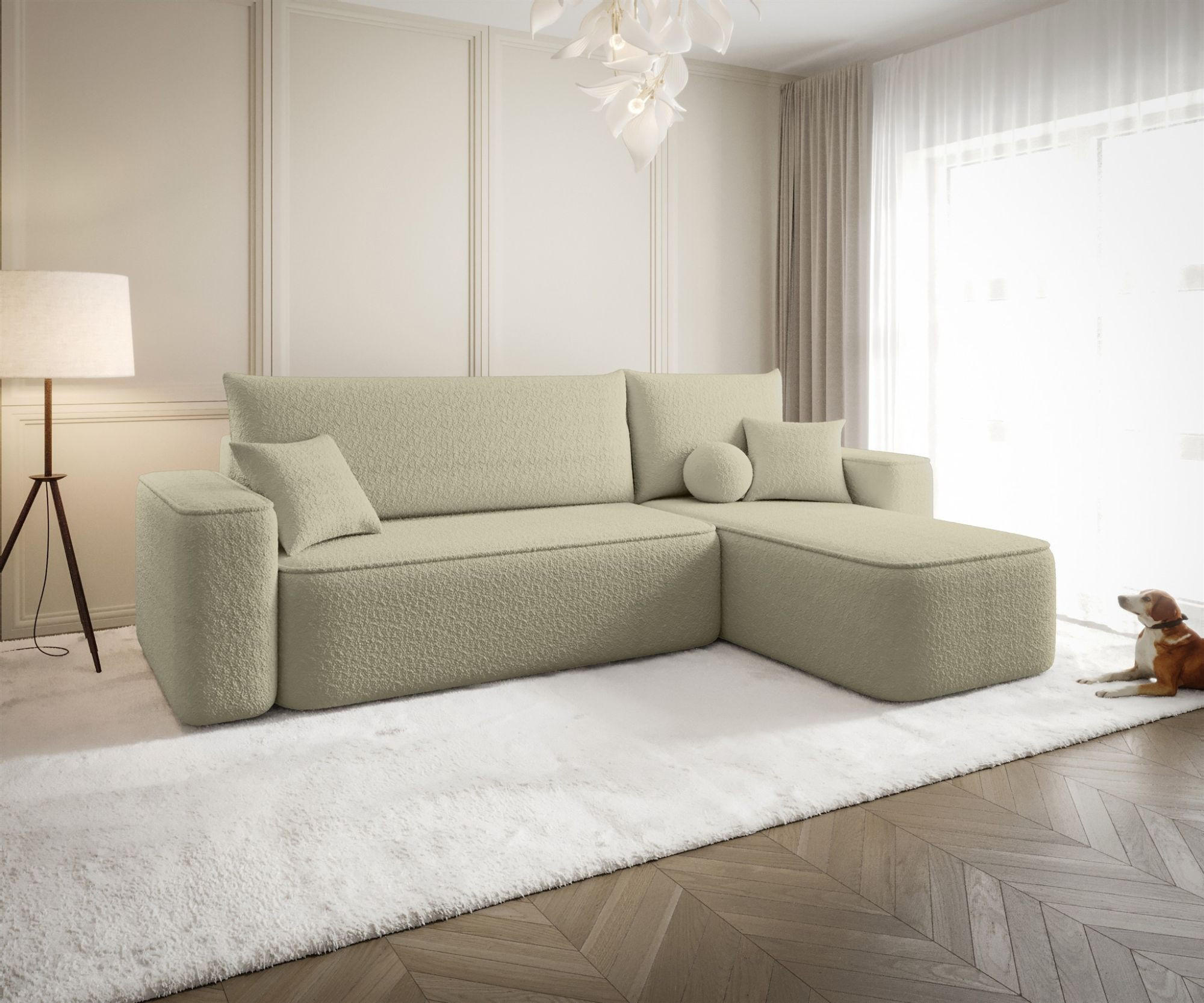 ECKSOFA Agepo Stoff Quelle - Hellbraun, Holzwerkstoff/Textil (250/150cm) - Fun Möbel