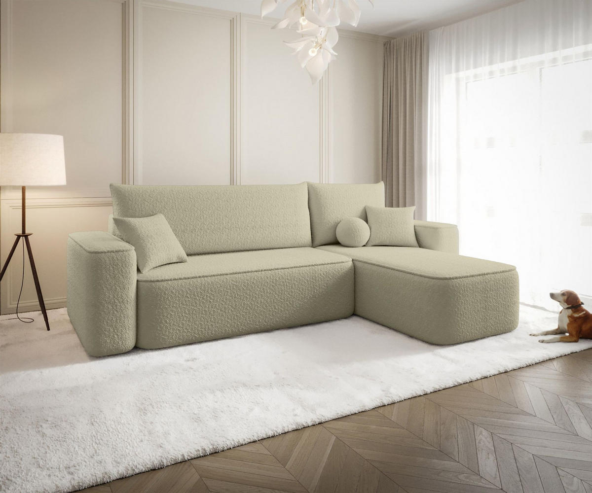 ECKSOFA Agepo Stoff Quelle - Hellbraun, Holzwerkstoff/Textil (250/150cm) - Fun Möbel