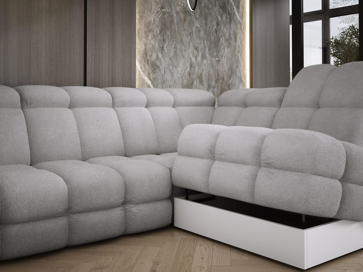 ECKSOFA TOLLO Anthology-stoff U-form 400x217x105 cm grau - Silbereichenfarben, Holz/Textil (217/400cm) - DomoHome