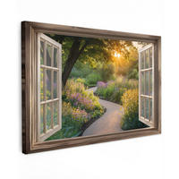 LEINWANDBILD Aussicht - Blumen - Natur - Sonne - Weg 30x20 cm - Hellgelb, Textil (30/20cm) - MuchoWow