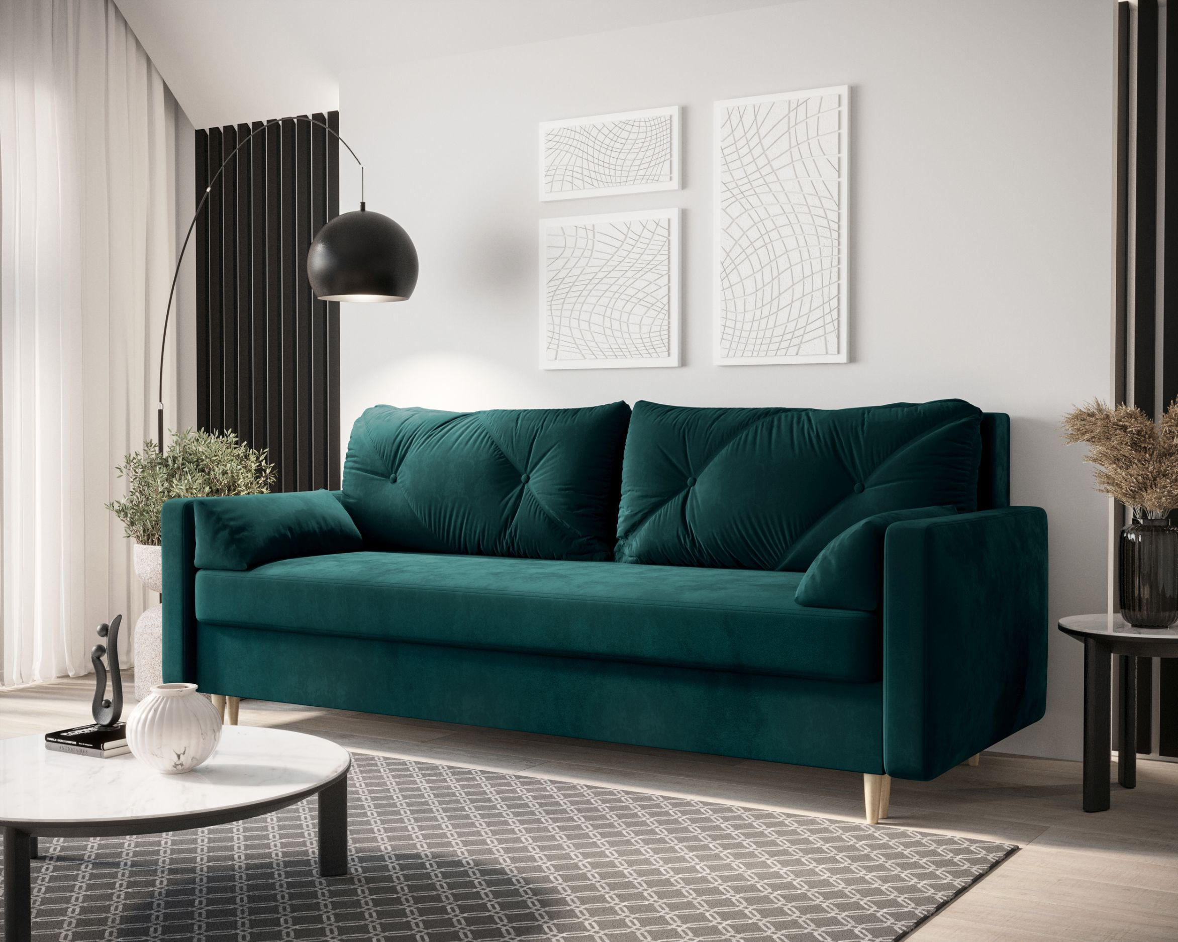 SOFA ASTRA mit Schlaffunktion ITAKA 39 mit Stauraum - Violett, Textil (90/88/228cm) - Bedante