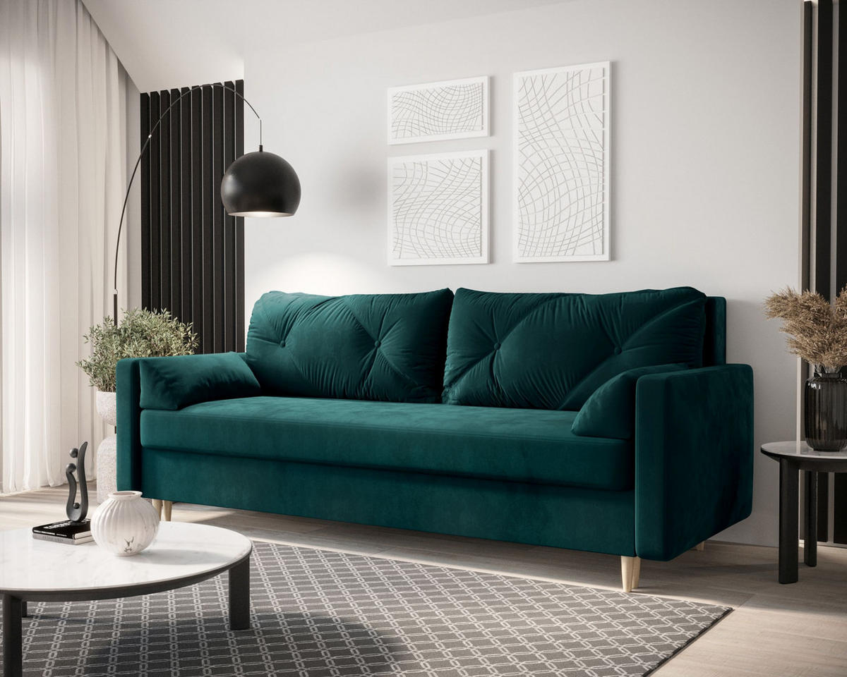 SOFA ASTRA mit Schlaffunktion ITAKA 39 mit Stauraum - Violett, Textil (90/88/228cm) - Bedante