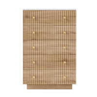 KOMMODE mit 5 Schubladen - stimmungsvolle 3-Farben-LED-Beleuchtung - natürliche Holz-Optik - Eichefarben, Holzwerkstoff (73/111/40cm) - DELFA