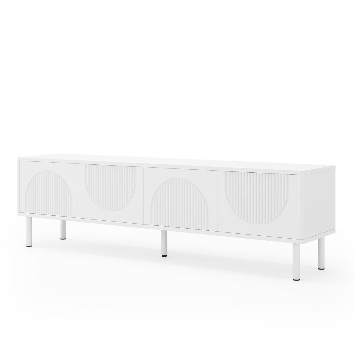 TV-LOWBOARD 180/40/52 cm weiß aus MDF und Spanplatte mit Kabelmanagement - Weiß, Holzwerkstoff (40/52/180cm) - OKWISH