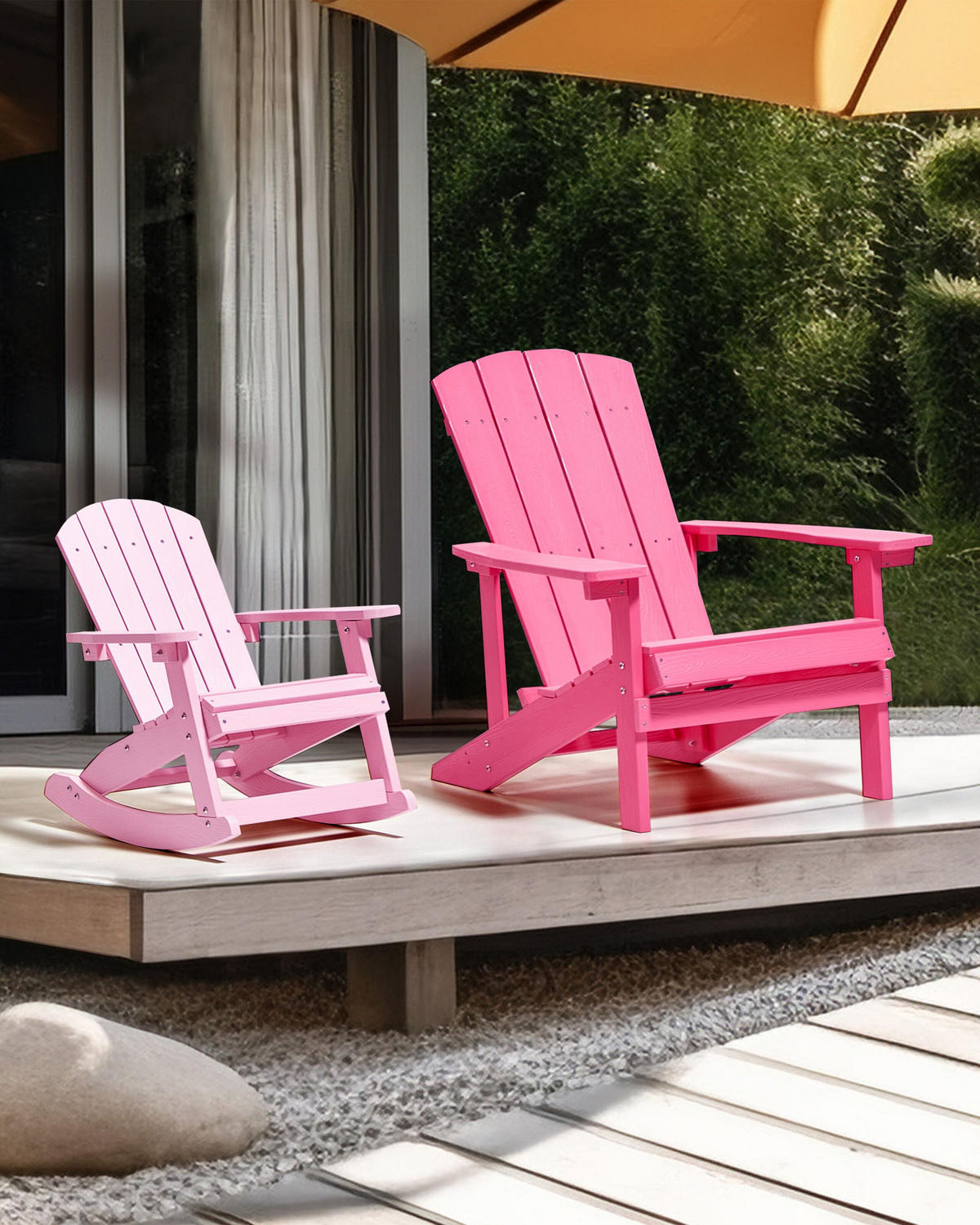 GARTENSTUHL Holzwerkstoff Rosa Adirondack - Pink, Kunststoff (75/88/88cm) - Beliani