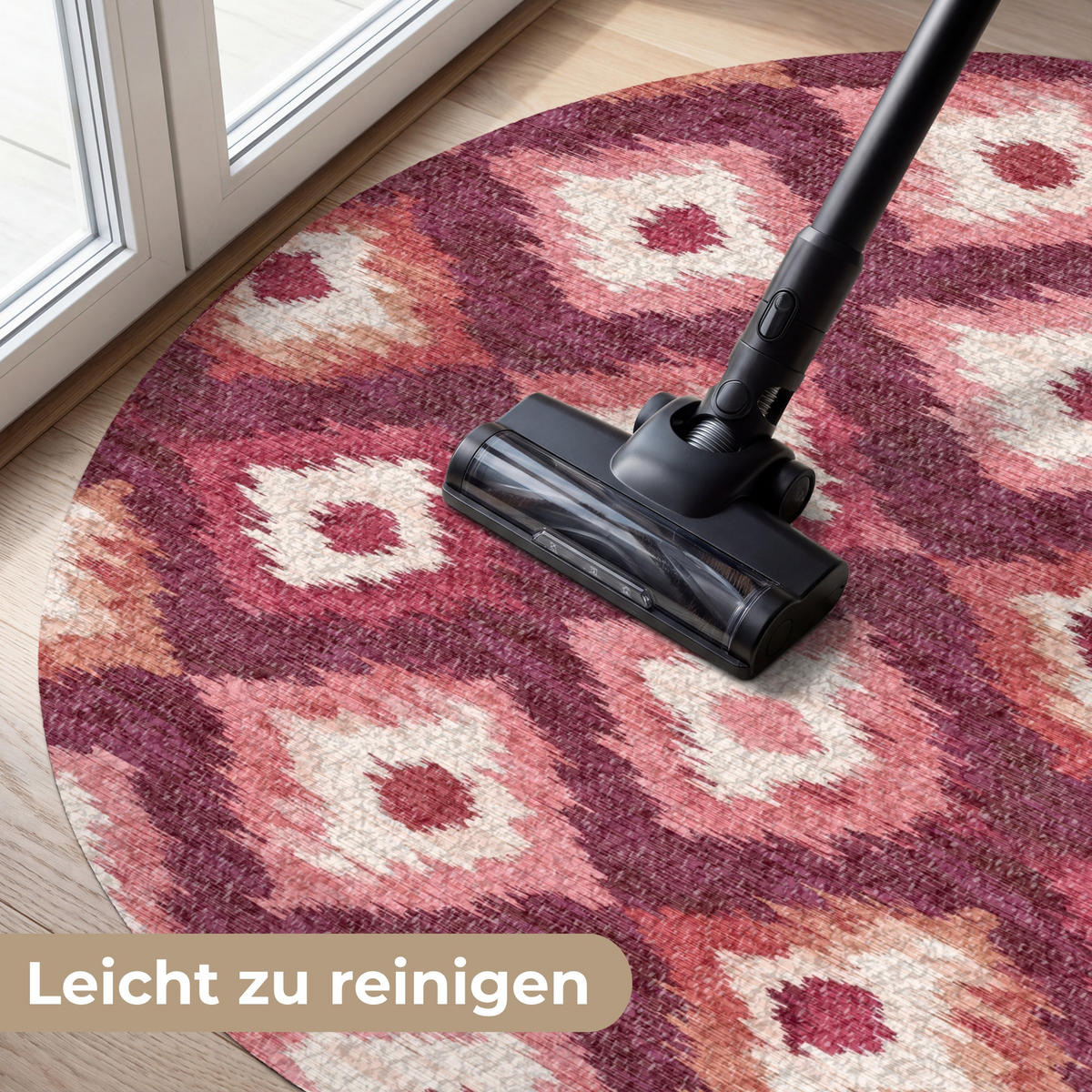 FUSSMATTE Diamantformen - Rosa - Muster - Textur Flurteppich 120x120 cm - Beere, Kunststoff (120/120cm) - MuchoWow