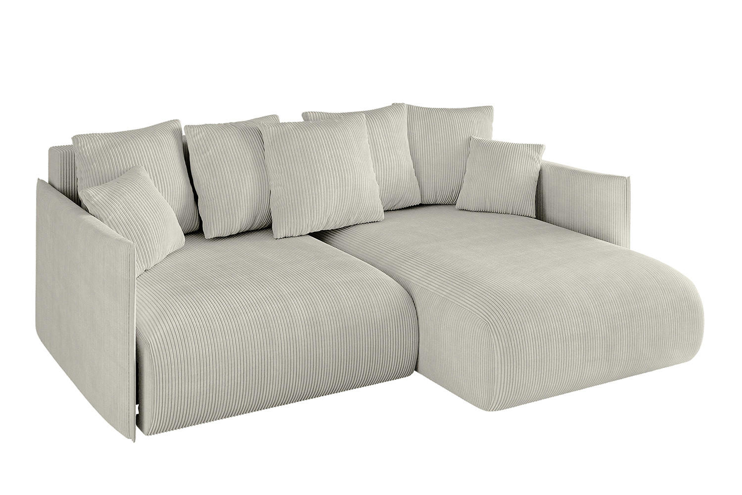 ECKSOFA Ottomane rechts ONESK-L 216x177x72 Hellgrau Cord - Ecru/Hellgrau, Holzwerkstoff/Kunststoff (177/216cm) - ALTDECOR