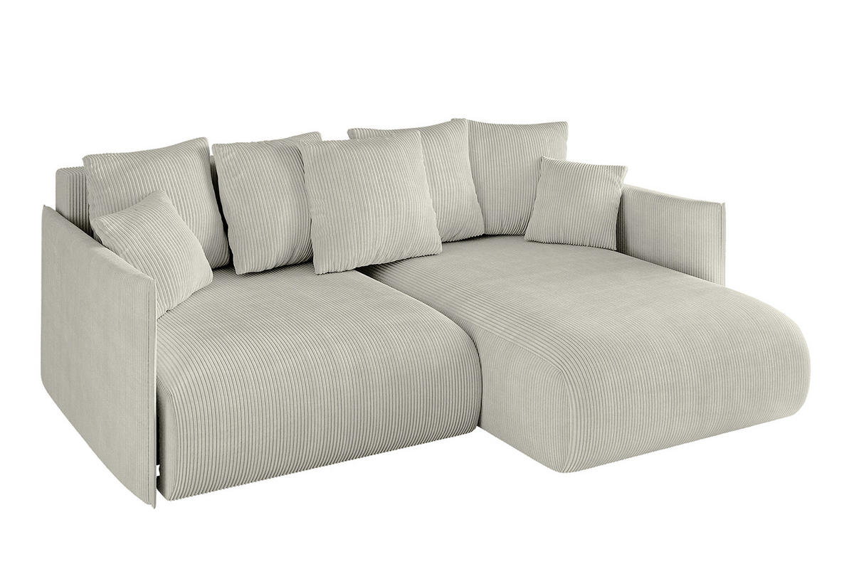 ECKSOFA Ottomane rechts ONESK-L 216x177x72 Hellgrau Cord - Ecru/Hellgrau, Holzwerkstoff/Kunststoff (177/216cm) - ALTDECOR