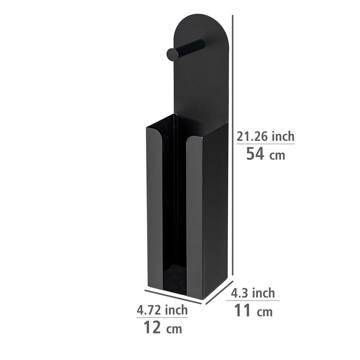 TOILETTENPAPIERSTÄNDER mit Griff 2-in-1 Agira 12/11/54 cm - Schwarz, Metall (11/54/12cm) - Wenko