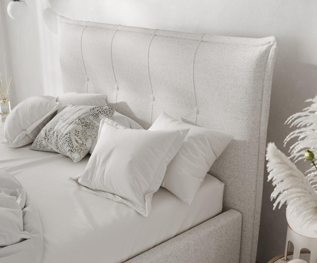 POLSTERBETT Plaza 180/200 cm Hellbeige im Riva Stoff - Beige/Naturfarben, Holz/Holzwerkstoff (180/200cm) - AltaBeds