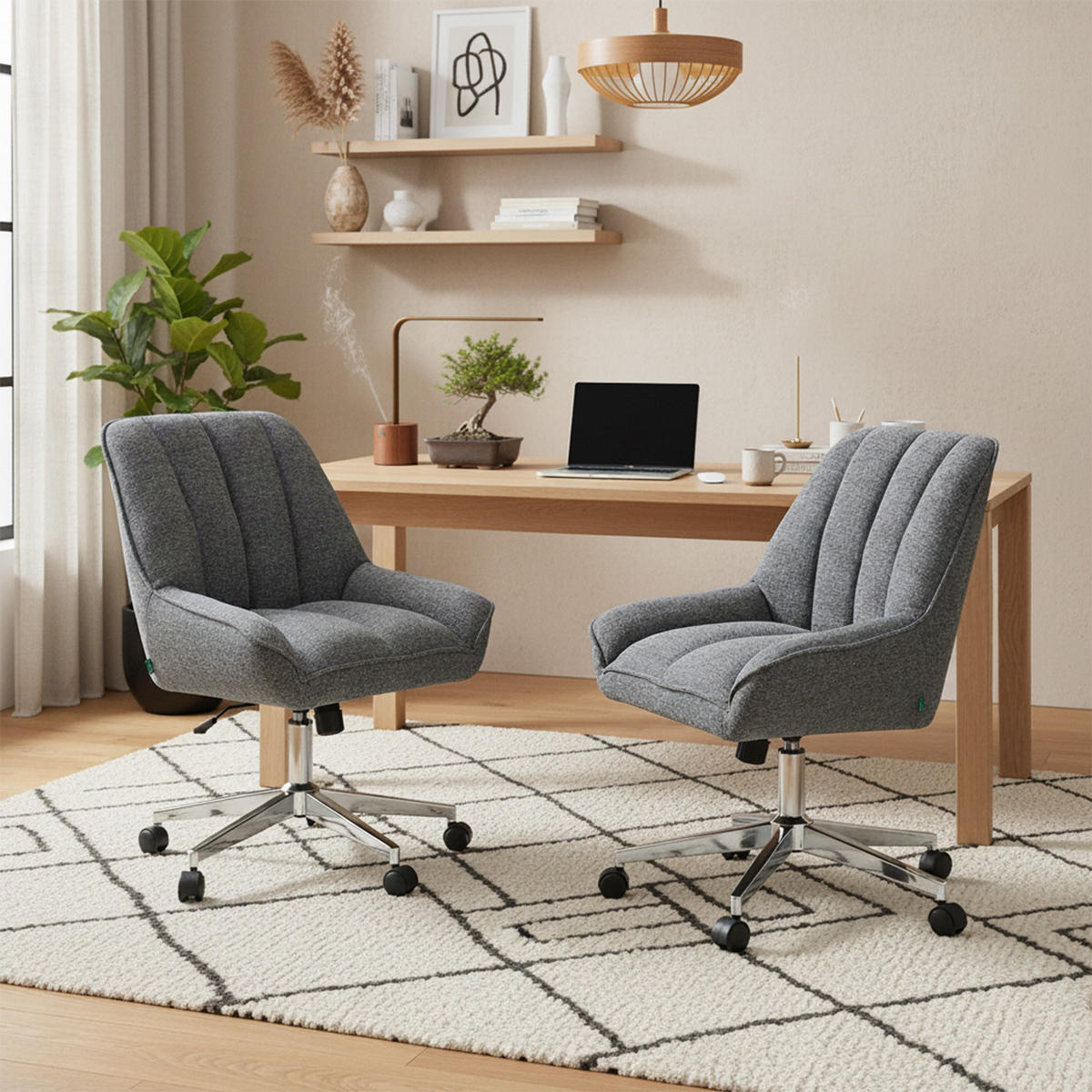 BÜROSTUHL Mika-Megan - Chromfarben/Grau, Textil/Metall (60/85/68cm) - DUBI Möbel