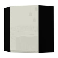 HÄNGESCHRANK Florence W10/60 Schwarz / RAL 1013 perlweiß HG 60 / 60 / 72cm - Türanschlag links - Weiß Hochglanz/Schwarz, Holz/Holzwerkstoff (60/72/60cm) - Feldmann-Wohnen