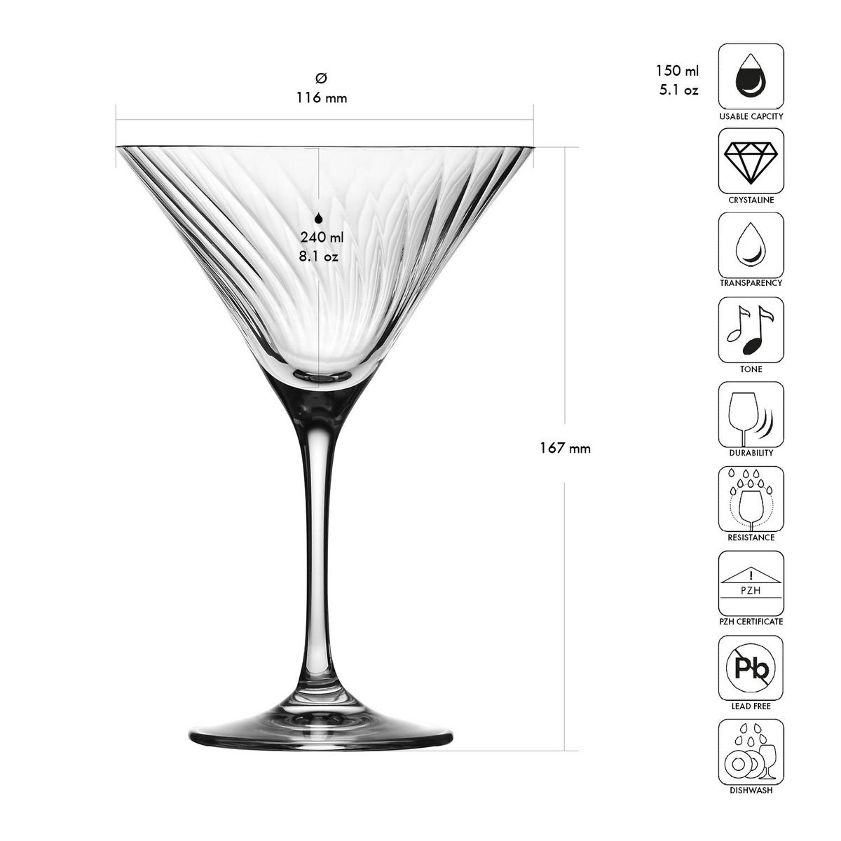 MARTINIGLÄSER, 6er-Set, 240 ml - Transparent, Glas (0.24L) - Krosno Glass