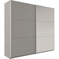 SCHWEBETÜRENSCHRANK IVERN 151/215/65 cm 2-türig mit Spiegel Grau - Grau, Holzwerkstoff (151/215/65cm) - MASSENO