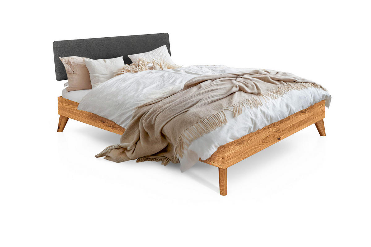 GREG BETT MIT GEPOLSTERTEM KOPFTEIL Wildeiche - Wildeiche, Holz (120/200cm) - byoak