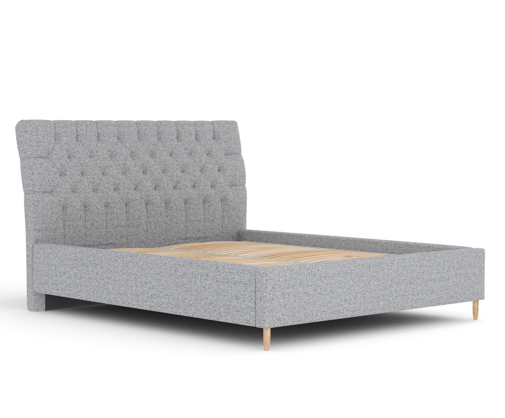 POLSTERBETT Vezzola Grau 120/200 cm im Webstoff - Naturfarben/Grau, Holz/Holzwerkstoff (120/200cm) - Maison de Reve