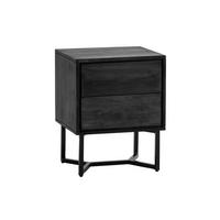 NACHTKONSOLE ORBIGO, Akazie Massivholz, Schwarz, 45 x 40 x 57 cm - Schwarz, Holz/Metall (45/57/40cm) - KADIMA DESIGN