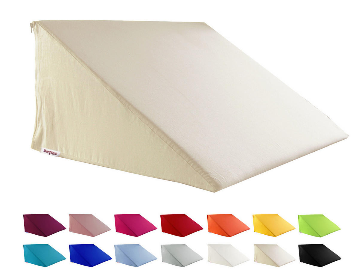 KEILKISSENBEZUG Basic 100% Baumwolle natur 62/49/30 cm - Creme, Textil (62/49cm) - beties Heimtextil