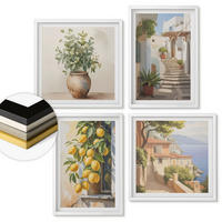 WANDBILDER 4er-Set - 50x50 cm & 40x60 cm Weißer Rahmen - Zitronenblumen im Topf, Straßen - Weiß, Kunststoff (50/50cm) - ArtPrintCave