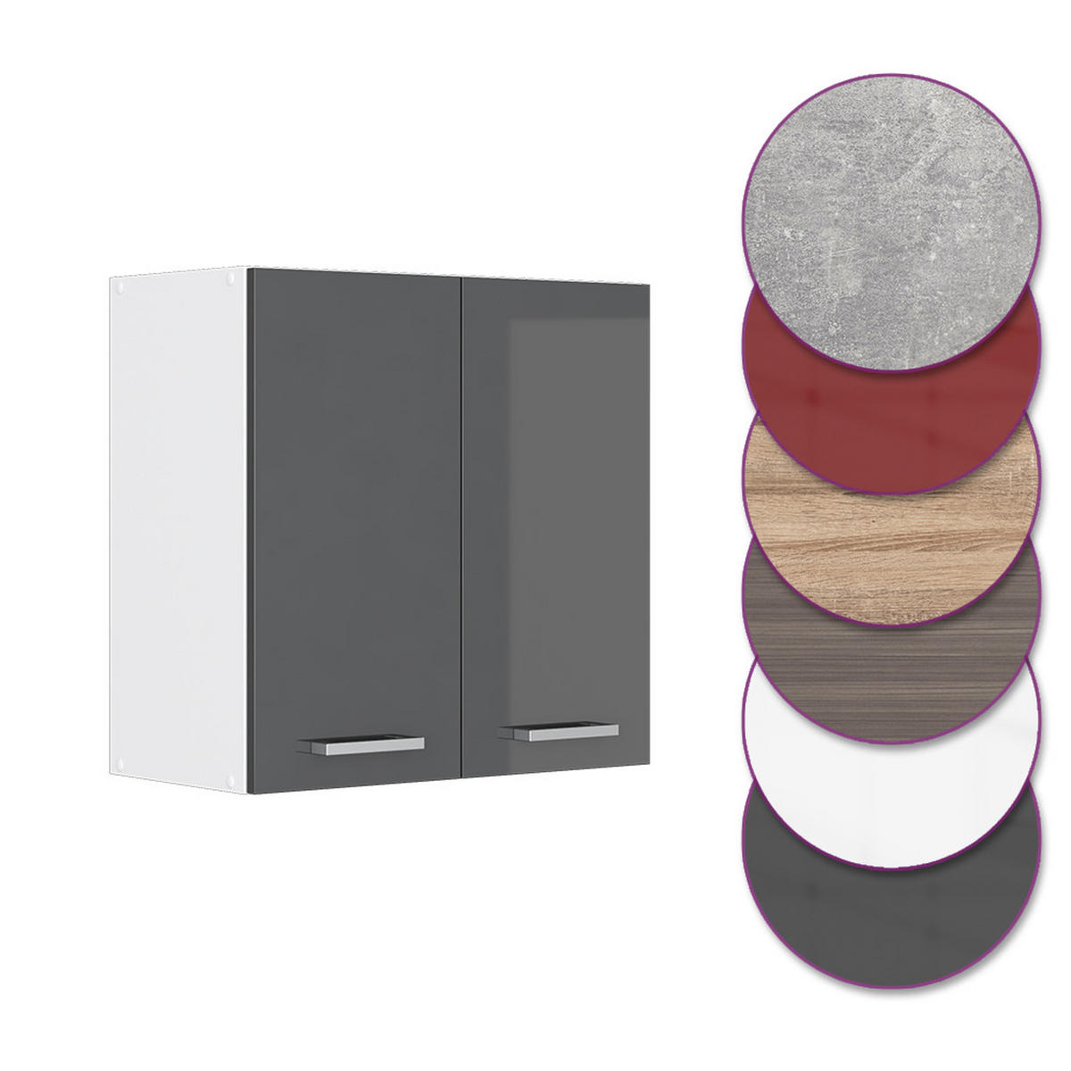 HÄNGESCHRANK R-Line Anthrazit Hochglanz 60 cm - Anthrazit/Weiß, Holzwerkstoff (60/60/31cm) - Vicco