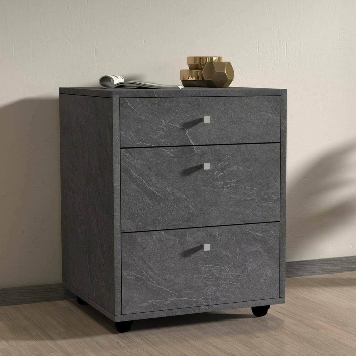 KOMMODE Schiefer 45/47/61 cm - Grau, Holzwerkstoff (47/61/45cm) - DMORA
