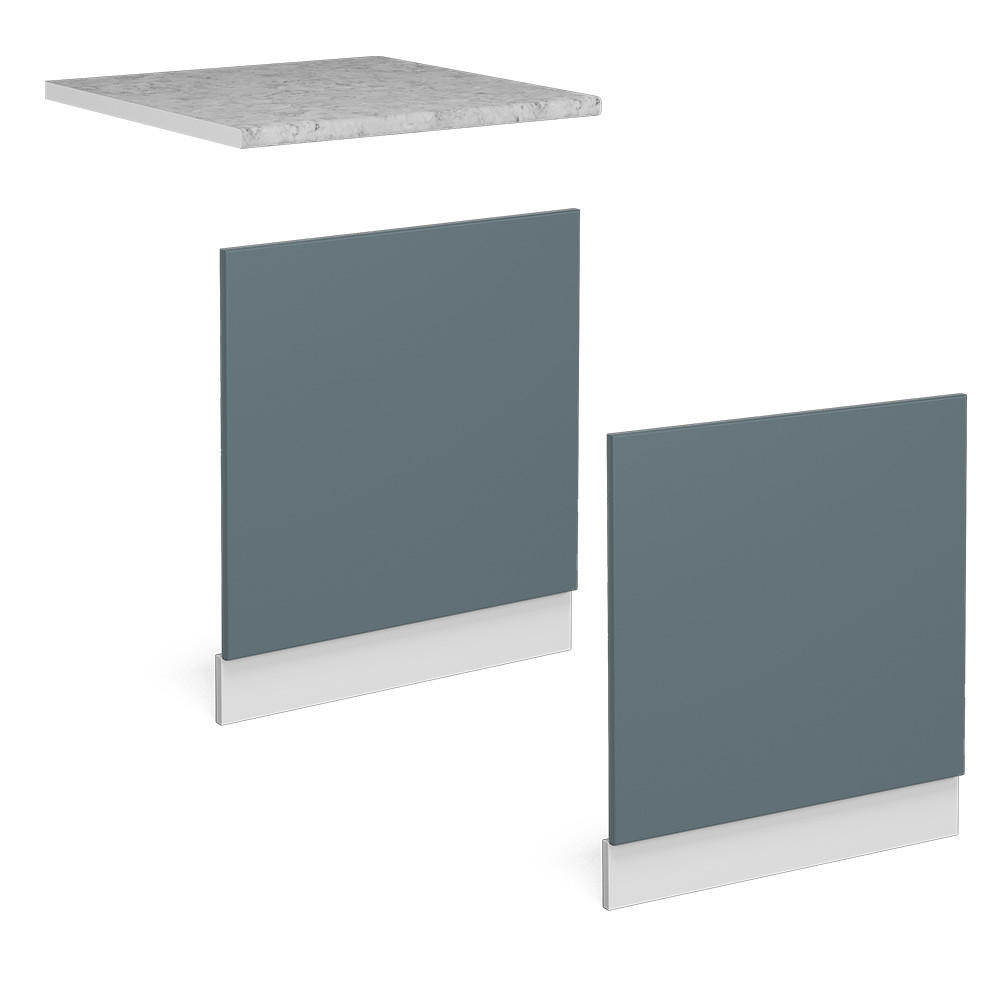 FRONTBLENDE R-Line Blau-Grau 60 cm, AP Marmor - Blaugrau/Weiß, Holzwerkstoff (60/57.2/1.6cm) - Vicco