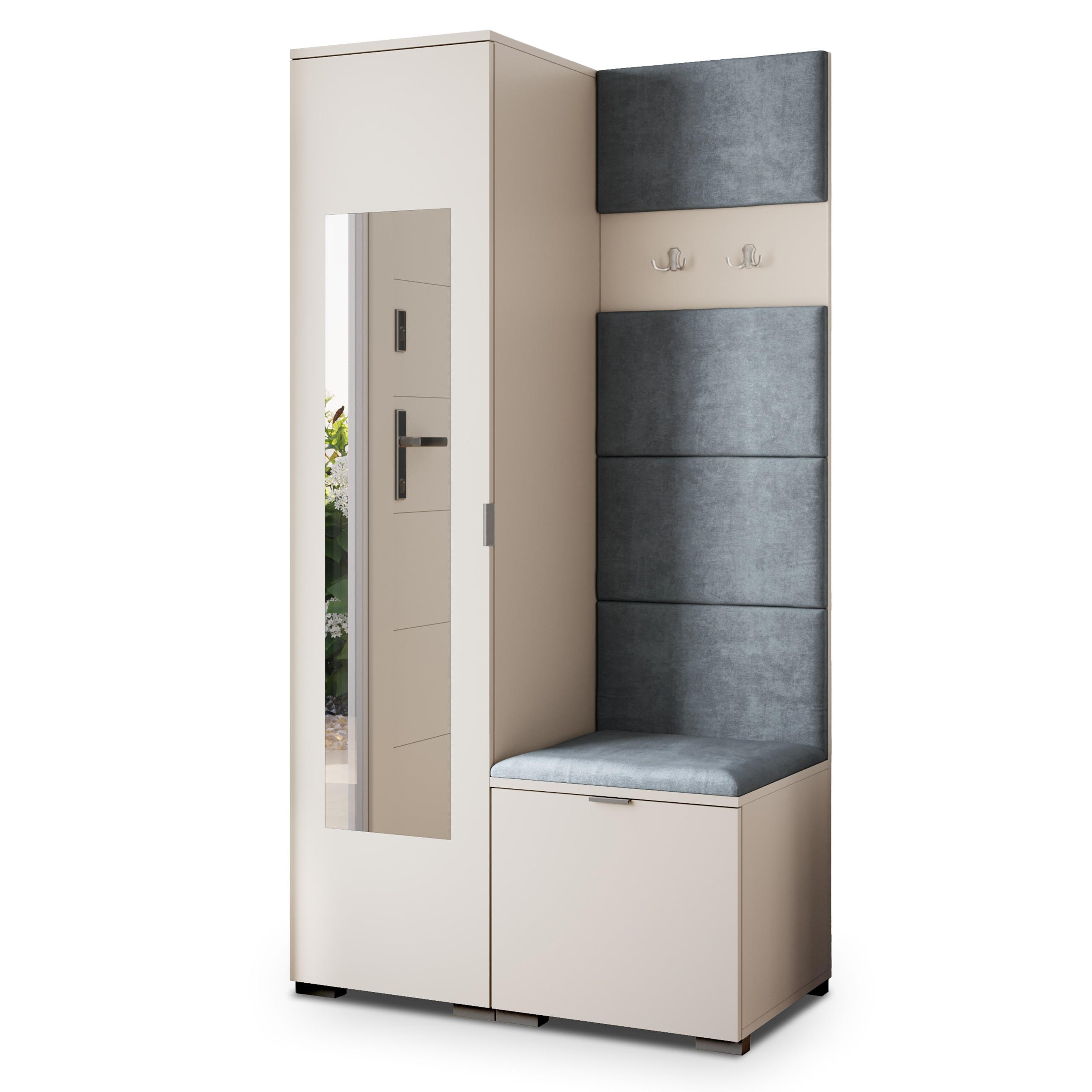 GARDEROBENSCHRANK VIRA 95/181/51 cm Modern Garderobe-Set Kaschmir - Kaschmir/Grau, Holzwerkstoff (95/181/51cm) - MASSENO