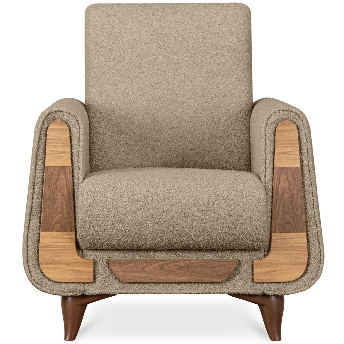 SESSEL GUSTAVO mit Armlehnen, hellbeige - Beige/Braun, Holz/Holzwerkstoff (83/95/92cm) - KONSIMO®