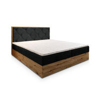 BOXBETT FOSCO 160x200 cm mit Matratze und Topper - Schwarz - Schwarz, Holz (160/200cm) - MASSENO