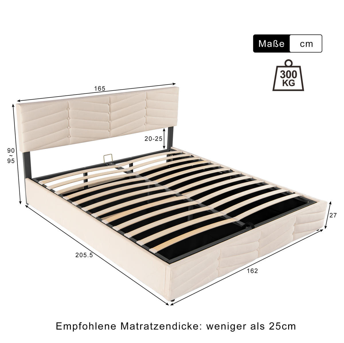 ČALÚNENÁ posteľ 160/200 cm s hydraulickým úložným priestorom a výškovo nastaviteľným čelom, zamat, Béžová - béžová, textil (160/200cm) - Redom
