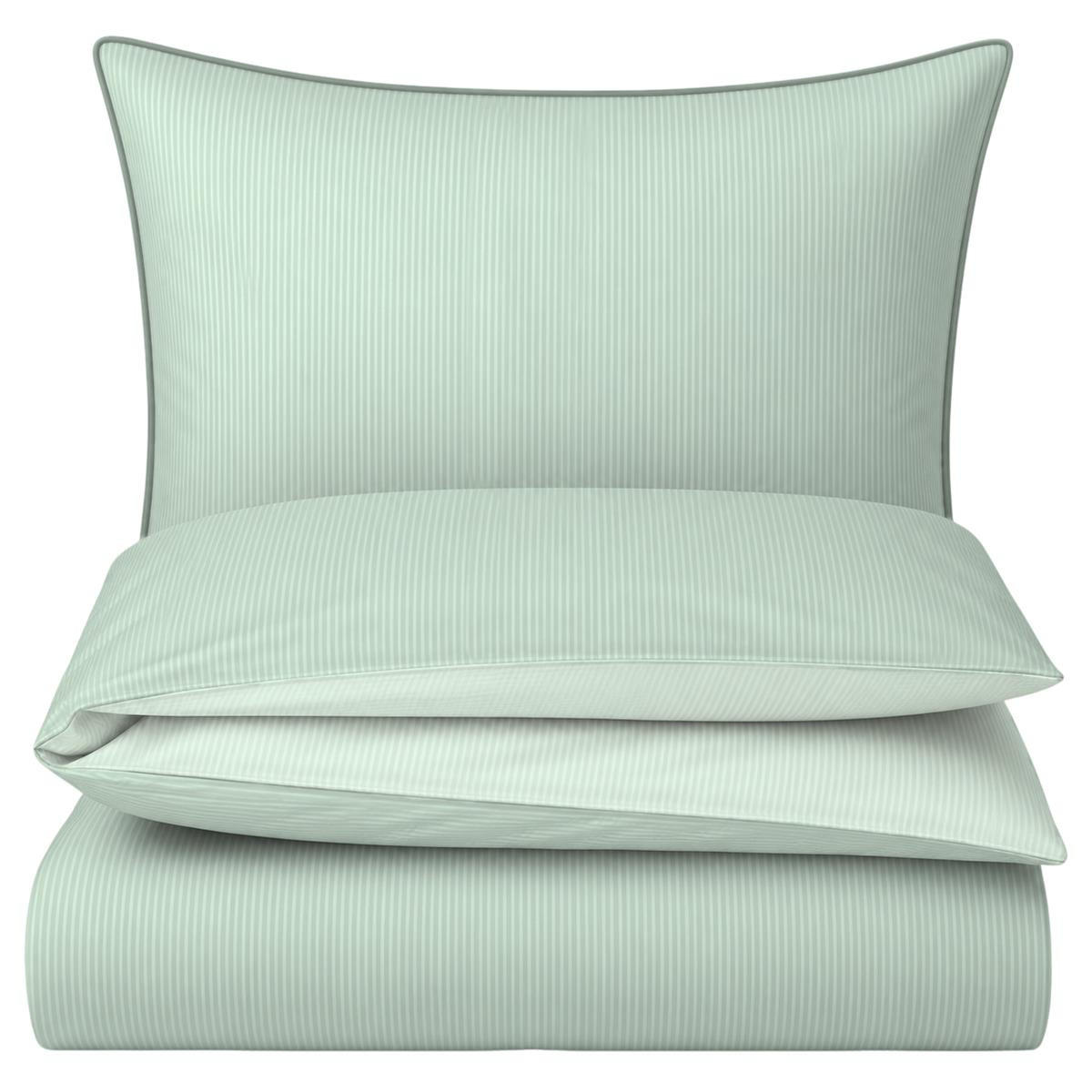 Carpe Sonno MAKO-SATIN-BETTWÄSCHE 155x220 cm gestreift aus 100% Baumwolle mit Reißverschluss, Nadel-Streifen Wendebettwäsche 155 x 220