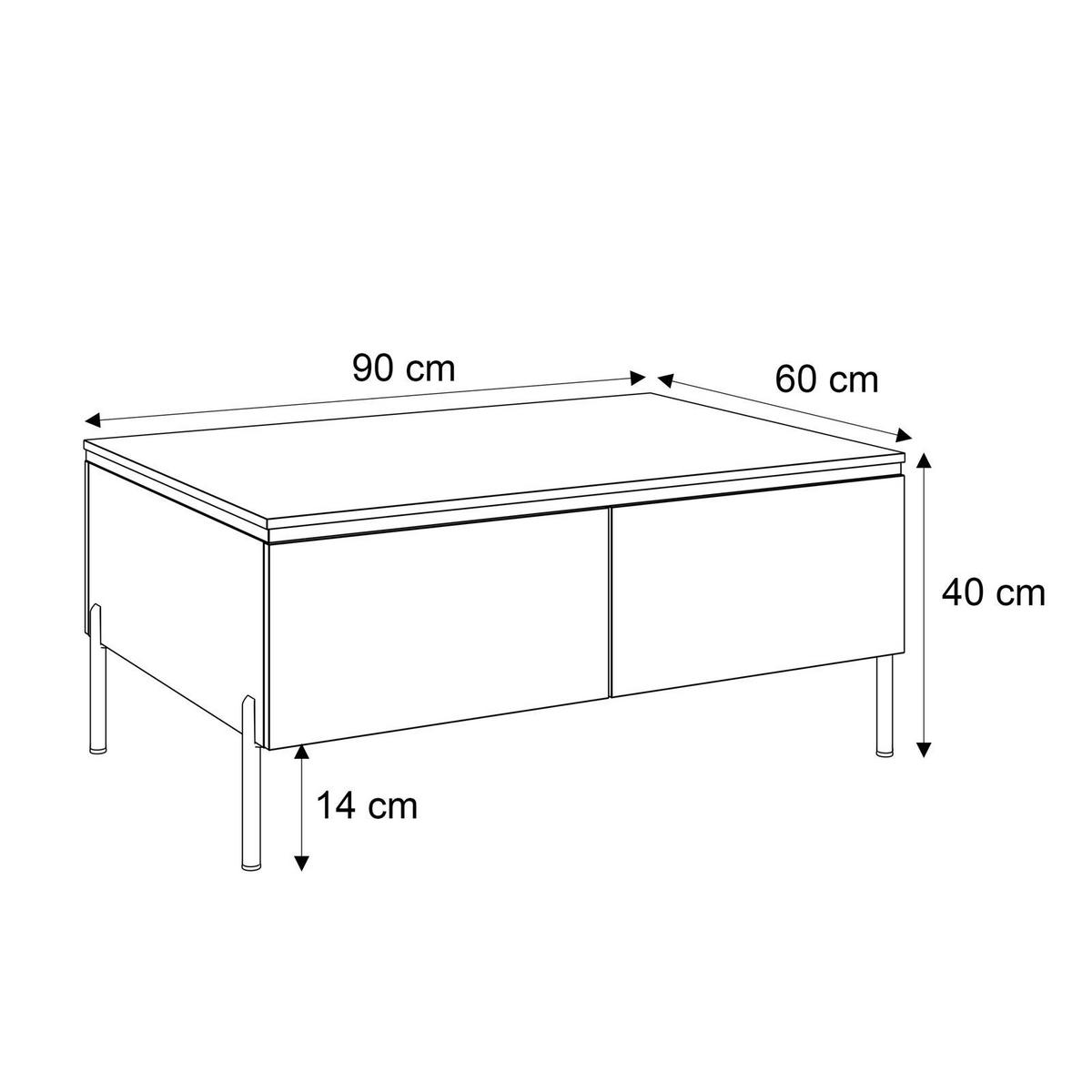 COUCHTISCH AURORA mit Staufach Weiß / Weiß hochglanz mit gerade Goldchrom Fuße - Weiß Hochglanz/Goldfarben, Holzwerkstoff/Metall (60/90/40cm) - Lookway