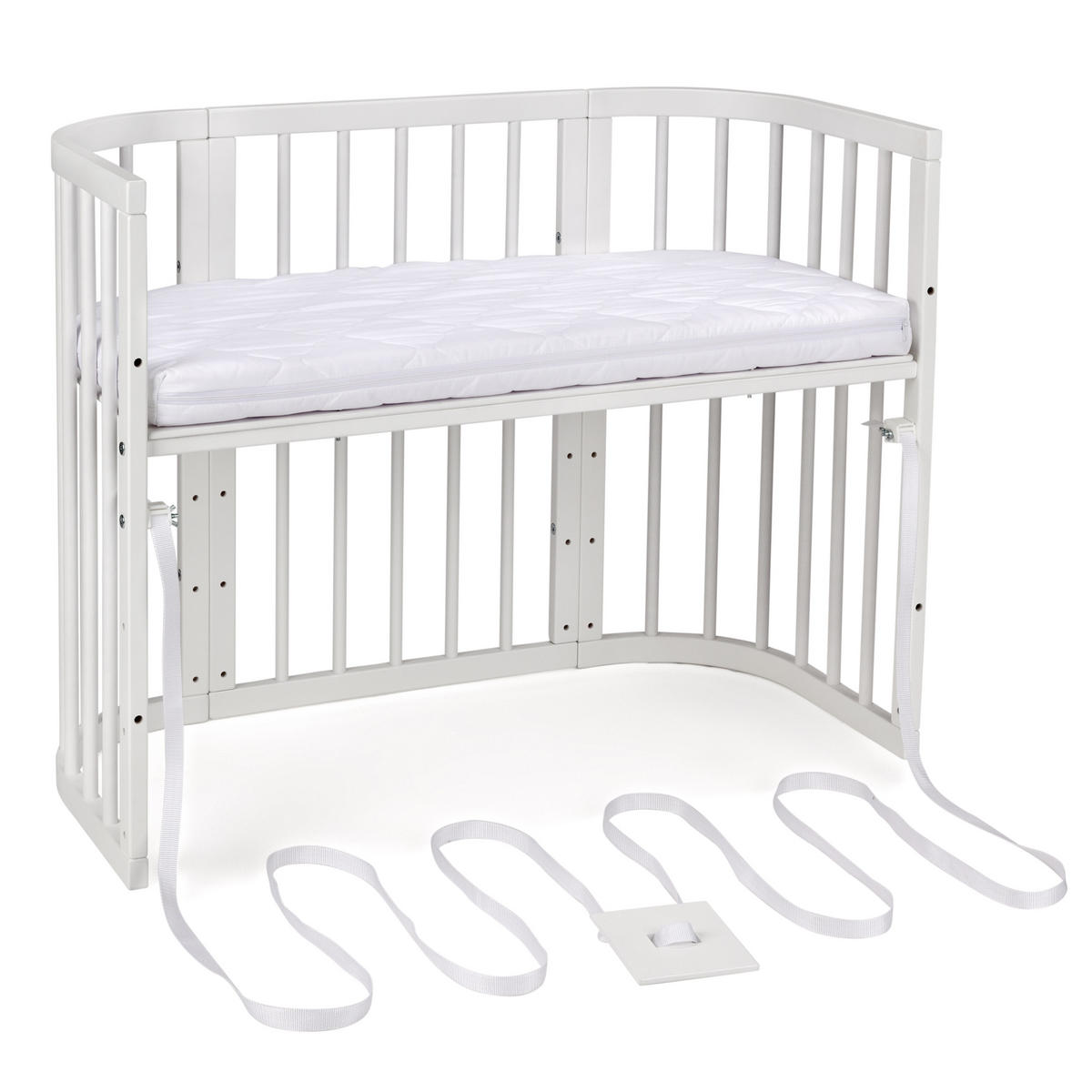 BABYBETT WHITE, 5in1 mit Matratze - Weiß, Holz (65.5/92cm) - waldin