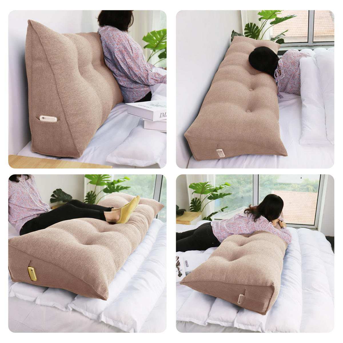 RÜCKENKISSEN für Bett Leinenlook Mauve 180 cm - Pink, Textil (50/180cm) - Vercart