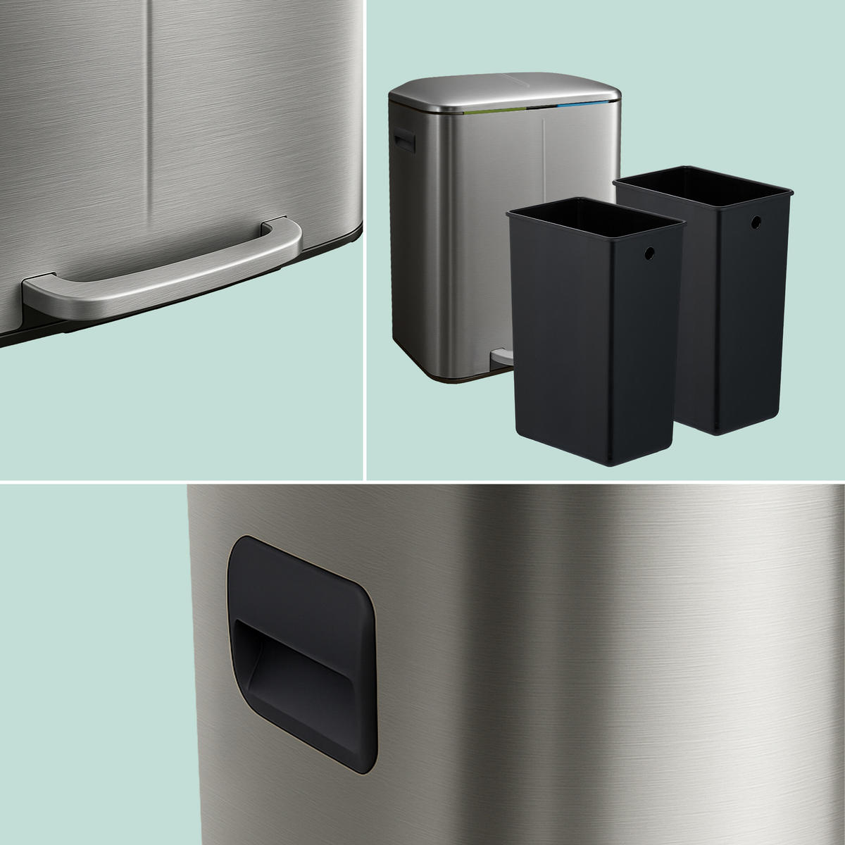 MÜLLEIMER - Silberfarben, Kunststoff/Metall (44.5/60/41cm) - Relaxdays