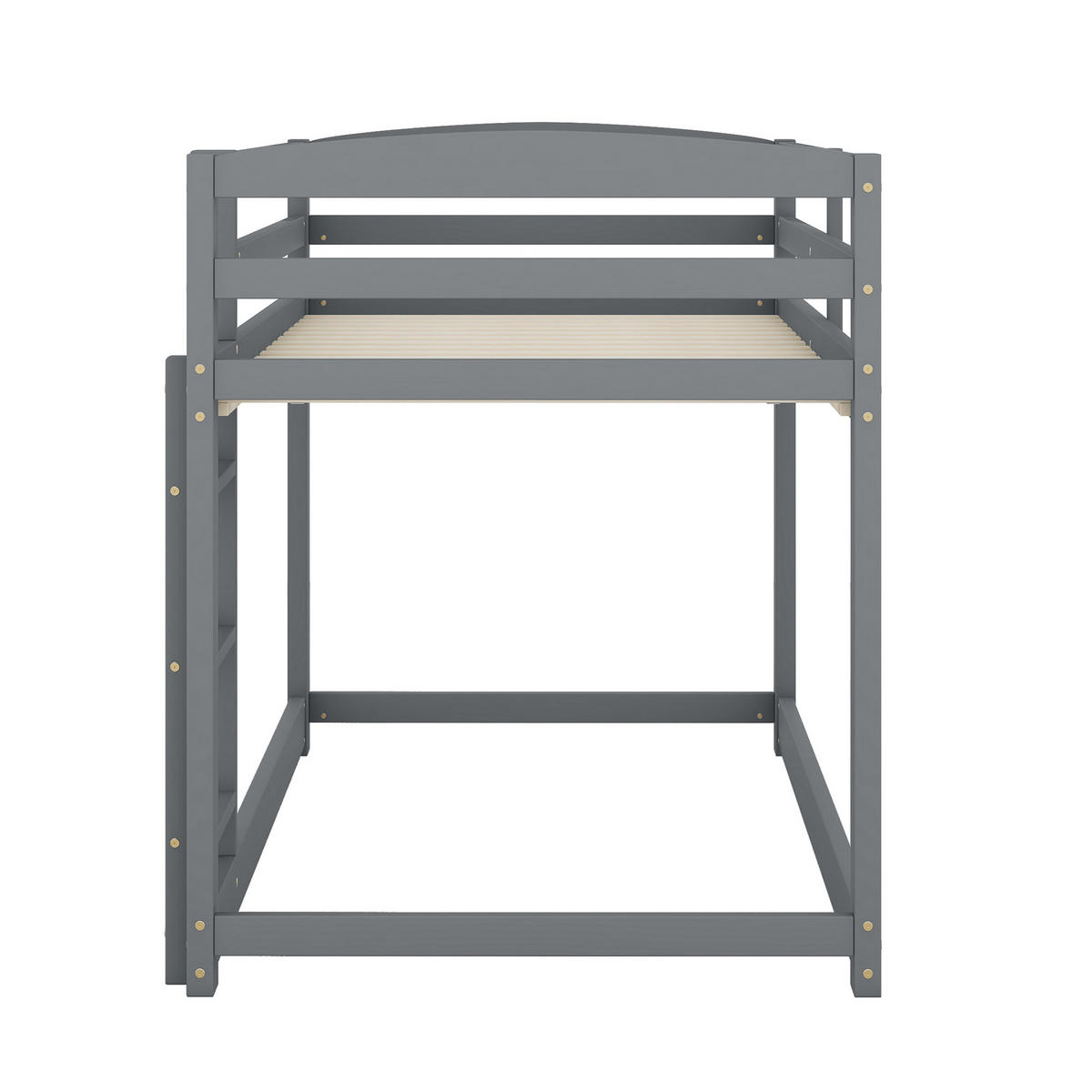 ETAGENBETT 90/200 cm in Grau & Natur Kinderbett aus Kiefer-Massivholz im niedrigen Design - Grau, Holz (90/200cm) - STILVORA