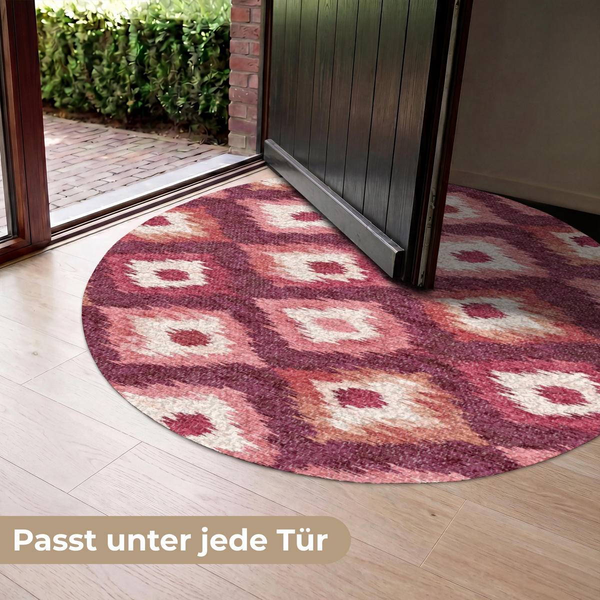 FUSSMATTE Diamantformen - Rosa - Muster - Textur Flurteppich 120x120 cm - Beere, Kunststoff (120/120cm) - MuchoWow