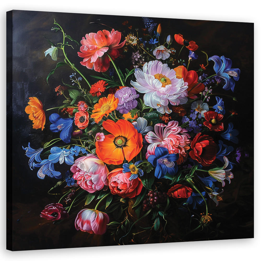 WANDBILD vintage blumenstrauß - Multicolor, Textil (50/50cm) - Feeby