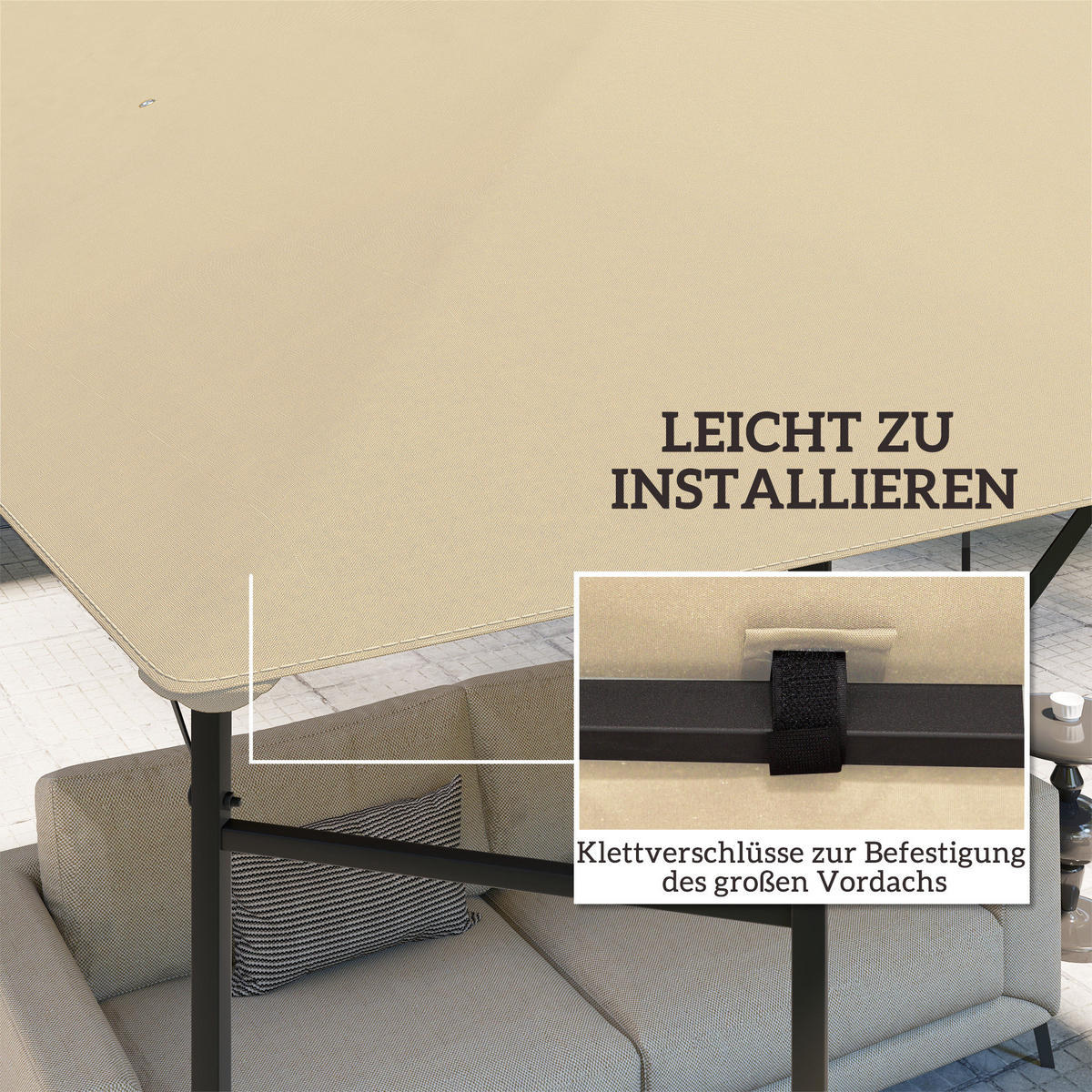 PAVILLON-ERSATZDACH aus Oxfordstoff Beige - Beige, Textil (298/1/298cm) - Outsunny