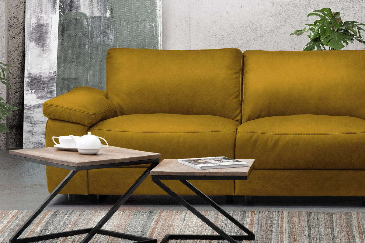 ECKSOFA XL MOTOR. RELAXFUNKTION LOLA Gelb Webstoff - Gelb/Schwarz, Textil (304/178cm) - KAWOLA