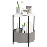 BEISTELLTISCH, für Wohnzimmer, Schlafzimmer, 44 x 44 x 56 cm, Grau+Weiß - Weiß, Metall (44/44/56cm) - HOMCOM