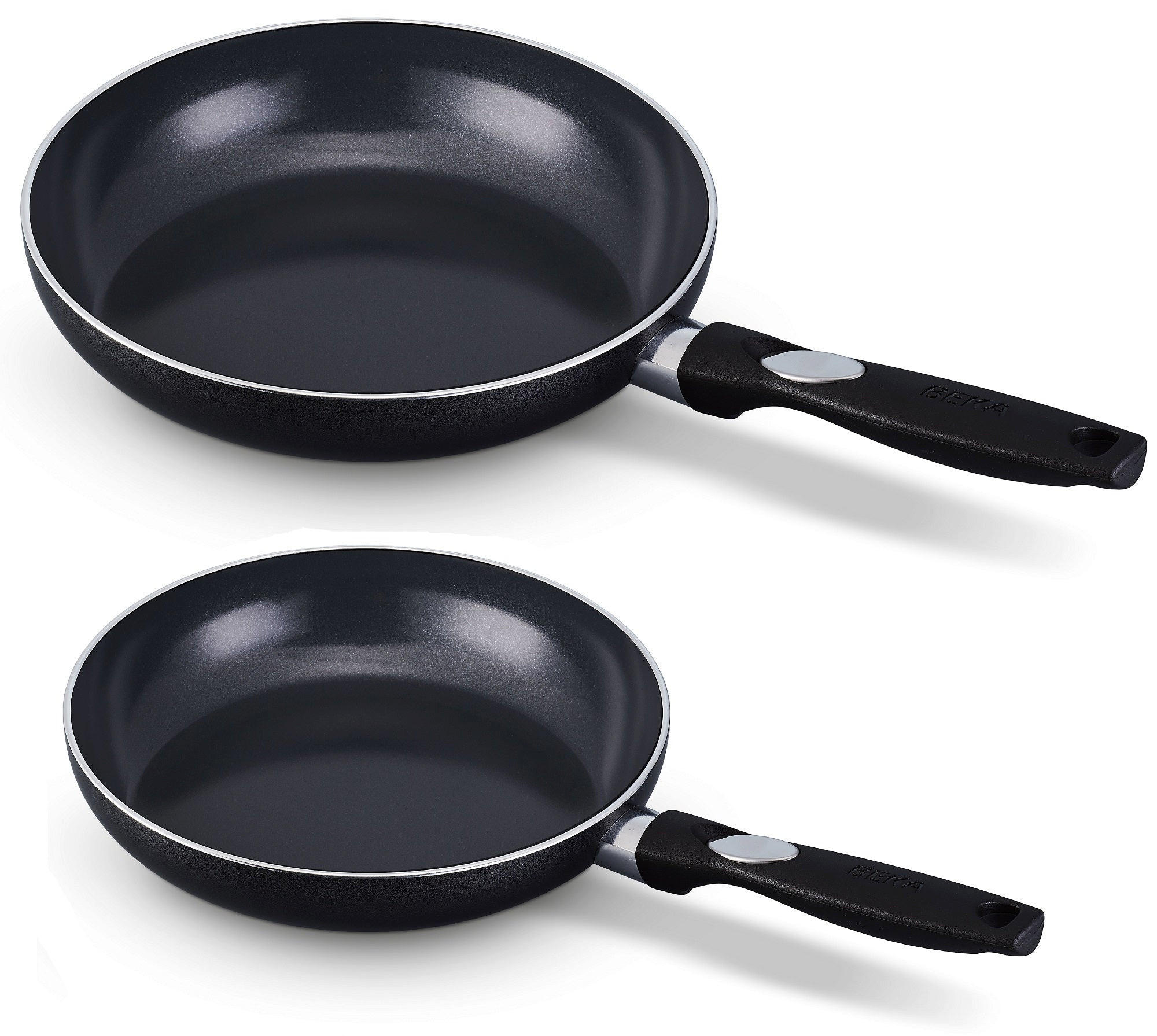 BRATPFANNEN-SET BratPFANNENSET Pro Induc Ø 24 und 28 cm – geeignet für alle Wärmequellen – keramische Antihaftbeschichtung - Schwarz, Metall (1/2/2cm)