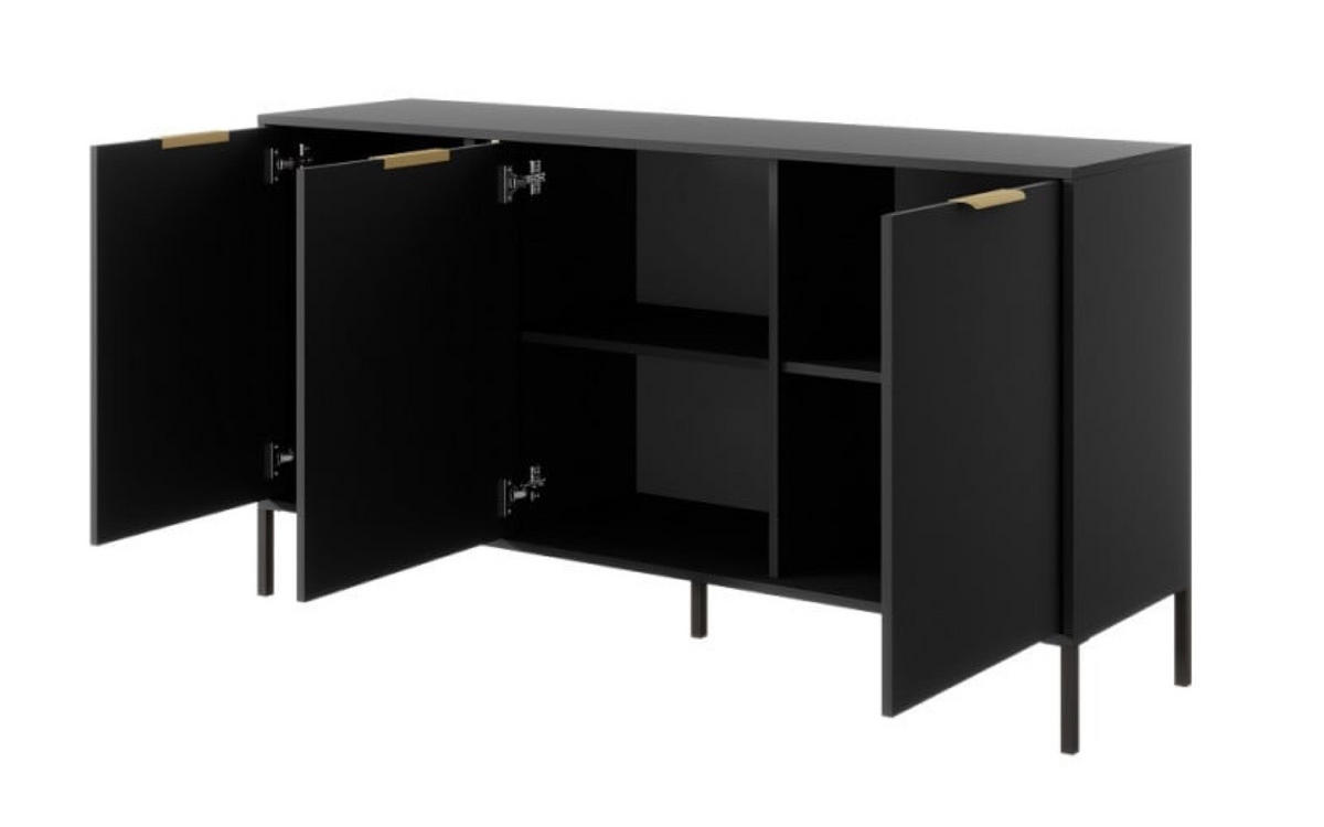 SIDEBOARD Anthrazit LARYSA C Mit Schränken Mit Metallgestell - Graphitfarben, Holzwerkstoff (153.1/81.4/39.5cm) - Sepro Meble