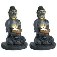 LED AUSSENLEUCHTE Buddha Steinoptik Grau 2er Set - Grau, Kunststoff (18/18/28cm) - Globo Lighting