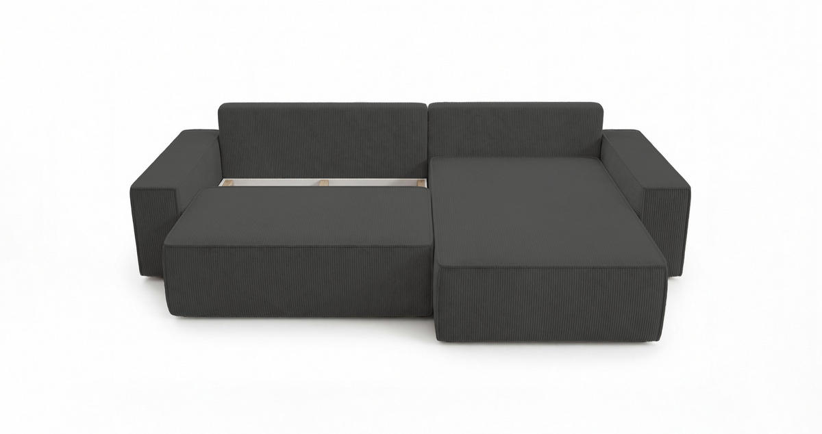 ECKSOFA California mit Schlaffunktion Dunkelgrau Rechts - Dunkelgrau, Textil (280/184cm) - Cornero