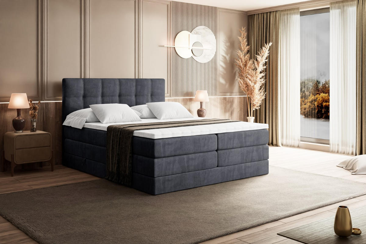 BOXSPRINGBETT MARCE KING - 160x200 - H3/H4 - Dunkelgrau - Dunkelgrau, Holzwerkstoff (160/200cm) - ALTDECOR