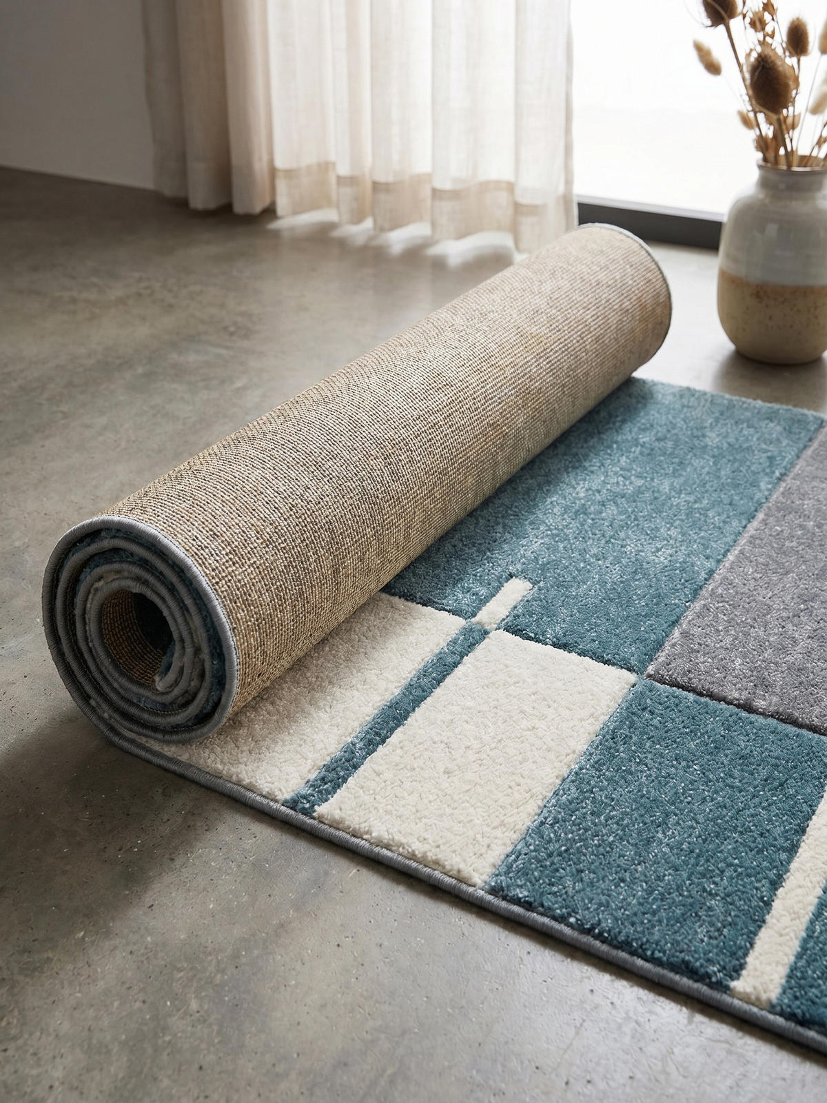 KURZFLORTEPPICH LATEMAR, kariert, Blau, 80 x 300 cm - Blau, Textil (80/300cm) - KADIMA DESIGN