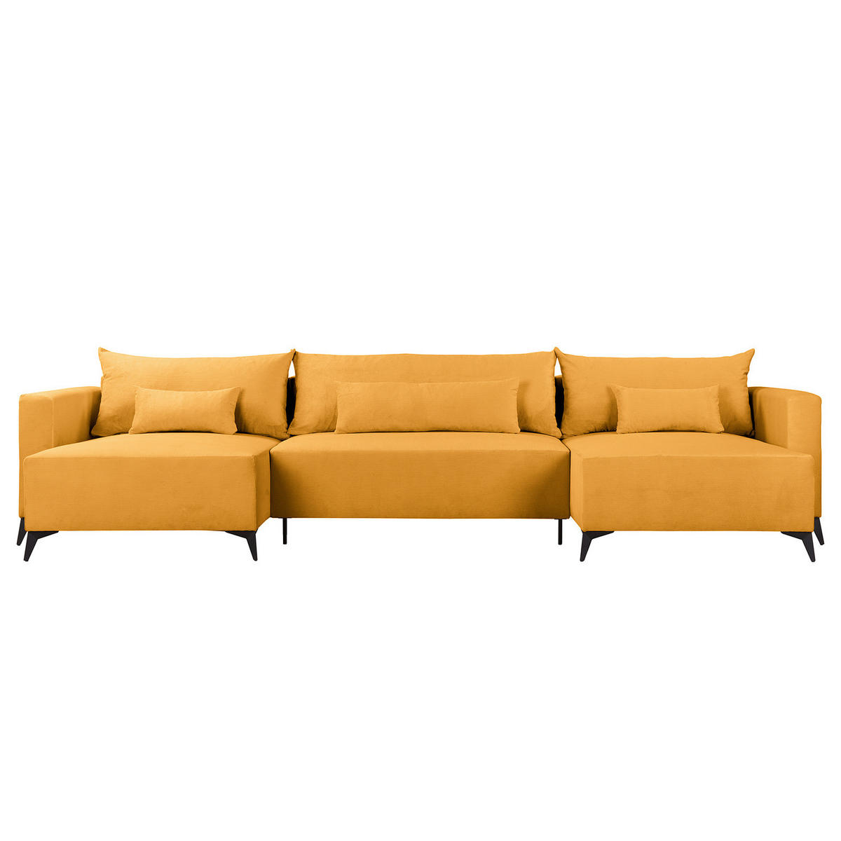 WOHNLANDSCHAFT - Gelb/Schwarz, Textil (382/81/148cm) - home24